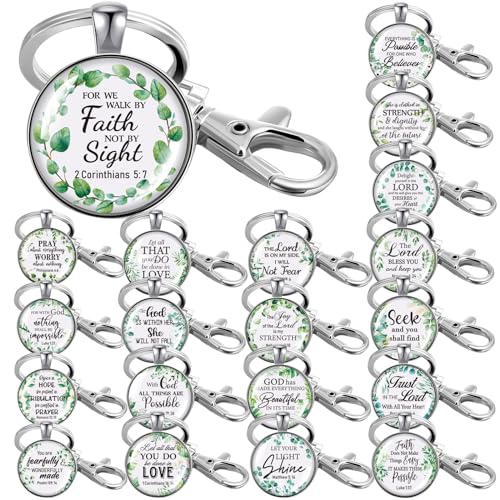 Sasylvia 20 Pack Christian Keychain Bible Verse Key Rings - style: Leaves