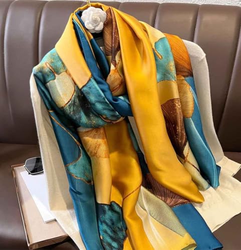 Xyueanlo Scarfs for Women Lightweight Scarves Fashion Print Floral Pattern Head Scarf Wraps Shawls - color: Flower Blue Khaki