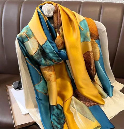 Xyueanlo Scarfs for Women Lightweight Scarves Fashion Print Floral Pattern Head Scarf Wraps Shawls - color: Flower Blue Khaki