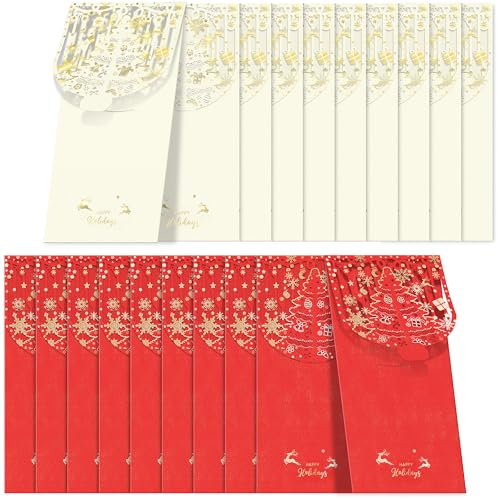 Christmas Cash Gift Envelopes 20Pcs,Money Gift Envelopes for Cash - color: Red & Beige, size: Vertical,7.1"×3.5"