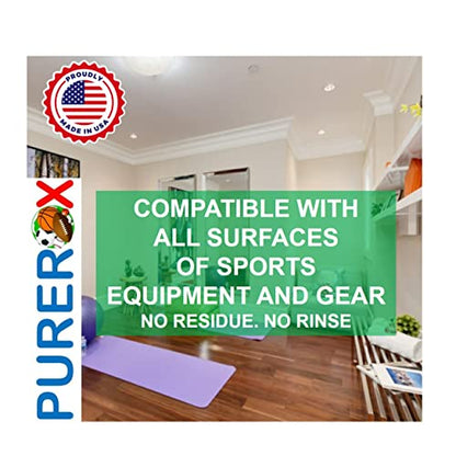 PUREROX Disinfectant. Sports and Fitness. Eliminate 99.9999% MRSA, Bloodborne Pathogens, Viruses, HIV, Bacteria, Athlete Foot Fungus. Anywhere in Gym, Fitness Center. No Residue. Suitable All Surfaces