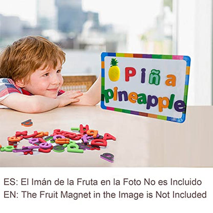 Spanish & English Magnetic Alphabet Letters & Number ABC Magnets Whiteboard, Letras Españolas Y Números Magnéticos para Niños, Educational Learning Toys for Kids Classroom Teaching Tool (4 Sets ES1) - style: 4 Sets ES1