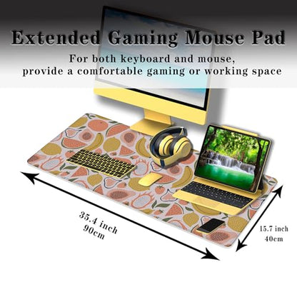 Large Desk Pad, Keyboard Mouse Pad Gaming Desk Mats, Mouse Pad Mat Non-Slip Rubber Base Waterproof with Stitched Edges, 35.4 X 15.7 inch for Work/Game/Office/Home Bright Summer Cartoon Fruits - color: Cartoon Fruits