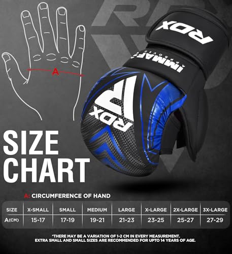 RDX IMMAF Approved Sparring Grappling Gloves, Professional Grade Hybrid Design for Competition Level and Training, Ventilated Open Palm, Adjustable Wrist Straps, Martial Arts Muay Thai, Men Women - color: Blue, size: X-Large