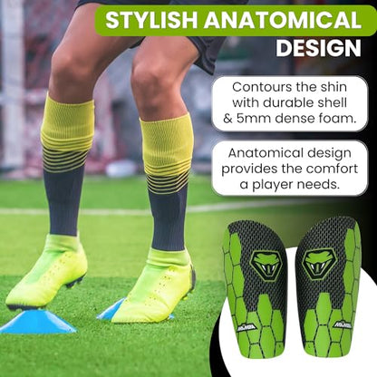 Mamba Ultimate Shin Guard Bundle, 3 in 1 | Soccer Shin Pads, Ankle Guards & Compression Sleeves for Protection & Comfort | Kids/Adults - size: Medium