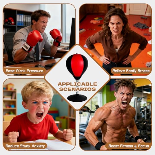 Desktop Punching Bag for Desk, Stress Relief Ball with Suction Cup for Office and Home, Funny Gag Gift for Boss Coworkers Friends, Mini Desktop Boxing Stress Relief Product for Adults | Stress Relief Ball, For Office and Home, Funny Gag Gift for Boss Cow