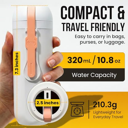 Portable Electric Bidet for Travel - 320ml Rechargeable Handheld Travel Bidet Sprayer, Leak-Resistant Pocket Peri Bottle for Postpartum Care, Women, Men, Camping & Personal Hygiene