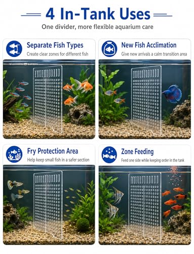 Aquarium Divider Panel, 5 mm Clear Acrylic Fish Tank Separator with Adjustable Suction Cups, Aquarium Isolation Board for Fish Separation, Fry Protection(23x24 cm) - size: 23x24 cm
