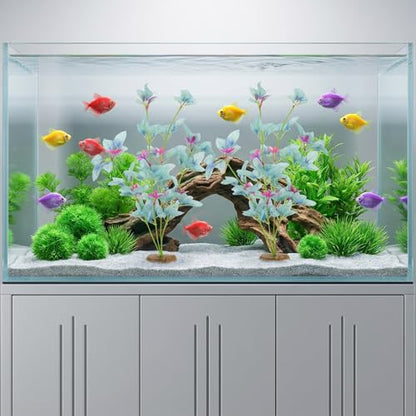 2Pcs Silk Aquarium Plants- 13" Cyan Silk Plants for Fish Tank, Goldfish Tall Fish Tank Decorations & Freshwater Betta Habitat- for Miniature Eco Enthusiasts
