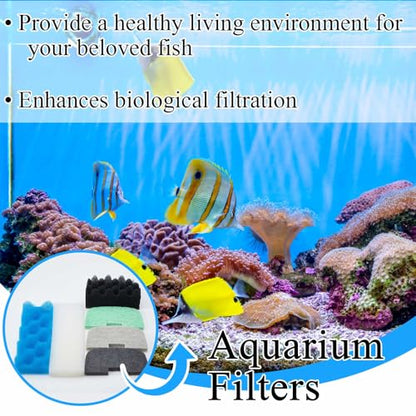 Threlaco 32 Pcs Aquarium Replacement Maintenance Kit Compatible with Fluval 206/207 Filter Media Including Biological Sponge, Ammonia/Phosphate/Nitrite Remover Pad, Aquarium Towel, Grease - style: 206/207