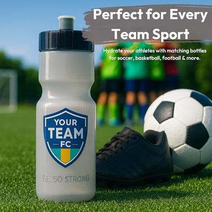 50 Strong | Custom Water Bottles, 24-Pack, 22 oz, Personalized, Logo Ready - color: Custom