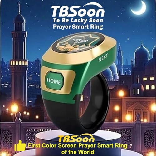 Color Screen Tasbih Smart Ring,Tasbeeh Counters,Prayer Smart Ring,Replaceable Pictures,Electronic Rosary,Forgiveness ring,Large Battery,Large Screen Display,Eid al-Fitr Eid al-Adha Ramadan Gift - color: Rose Golden