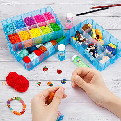 INSCRAFT 7 Layers Stackable Storage Container, 70 Adjustable Compartments (Blue) Stackable Storage Container, Perfect for Kids Toys, Art Crafts, Jewelry, Supplies, Mini Case & Letter Sticker Included - color: BLUE