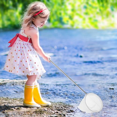 SOLUSTRE Fine Mesh Fish and Shrimp Net with Telescopic Stainless Steel Handle 3D Small Fish Tank Net for Aquarium and Brine Shrimp Catching