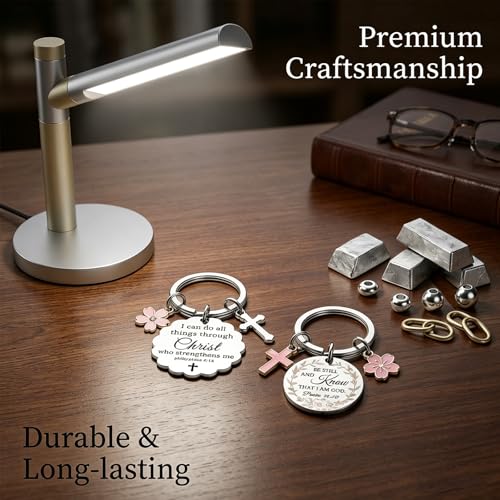 Christian Keychains for Women Faith Bible Verse Keychain, Inspirational Religious Gifts Cross Keychain Flower Charm