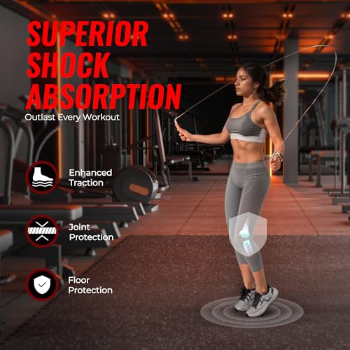 SUPERJARE 0.79'' Extra-Thick Exercise Equipment Mats, 18 Pcs 72 Sq Ft Rubber Top Floor Tiles with High Density EVA Foam, Interlocking Gym Flooring for Home Gym, Workout Mat, Black/Grey - size: 18 Tiles (72 Sq Ft)