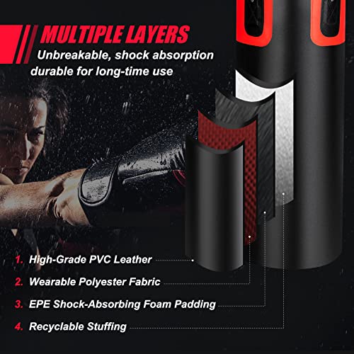 GYMAX Punching Bag Set, 56lbs Prefilled Heavy Duty Boxing Bag for Adults with 12OZ Punching Gloves & Two 95" Hand Wraps, 360°Hanging Kick Punching Bag for MMA Karate