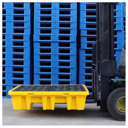 Modular Leak Platform/Grid Pads.Modular Spill Containment Tray - Heavy-Duty Oil Drum Holding Platform, Leak-Proof Pallets for Safe Liquid Storage, Industrial Spill Control Solution，（Yellow，1 - size: 130*110*30cm