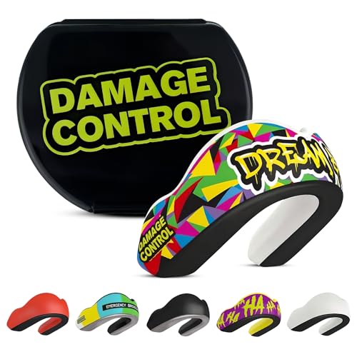 DAMAGE CONTROL Extreme Impact Mouth Guard – Sports Mouthguard for Boxing, MMA, BJJ, Hockey, Rugby, Lacrosse, & More – Mouthpiece for Teeth & Jaw Protection, for Youth & Adults (Adult, Dream Big) - color: Dream Big, size: Adult