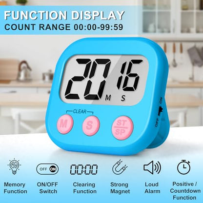 ZILLEEN Classroom Timer for Kids Teachers 2 Pack Digital Timers, Blue & Pink - color: Blue & Pink