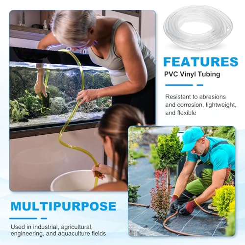 PATIKIL 1pcs Plastic Tubing, 16mm x 19mm x 10M Vinyl Tubing Clear Tube with Hose Clamps, Soft Hose Line Pipe for Multipurpose Industrial Vinyl Aquarium - size: 16mm x 19mm x 10M