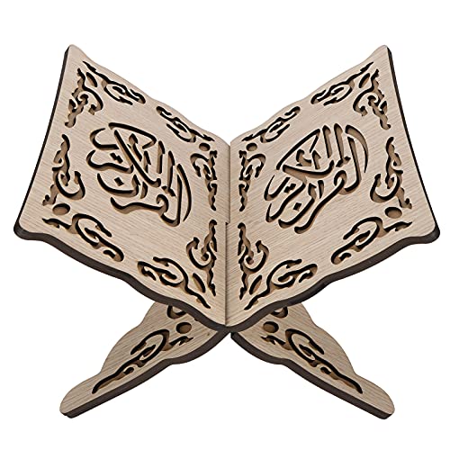 Holy Book Stand Holder, Vintage Quran Folding Stand Wooden Carved Muslim Prayer Book Organizer Bookshelf Collapsible