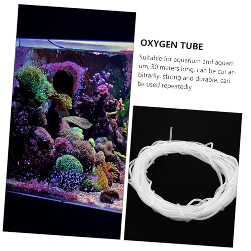 POPETPOP 30m Airline Tubing for Aquariums Flexible Silicone Hose for Air Pump Fish Tank Oxygen Supply and Reusable Suitable for Hydroponics and Terrariums