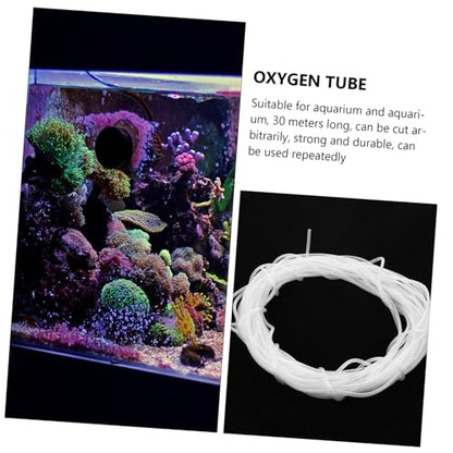 POPETPOP 30m Airline Tubing for Aquariums Flexible Silicone Hose for Air Pump Fish Tank Oxygen Supply and Reusable Suitable for Hydroponics and Terrariums