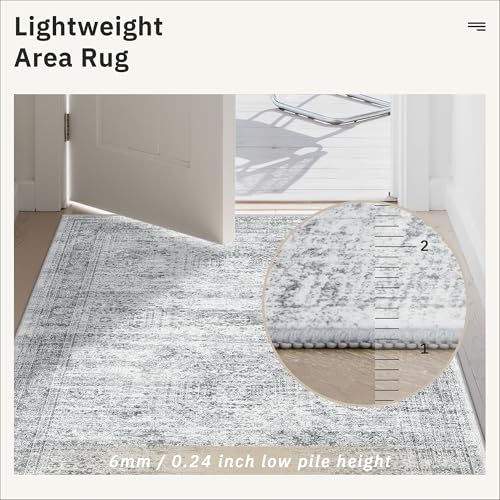 Soalmost 2x4 Washable Rugs for Kitchen, Entryway, Small Area Rug Grey - color: Grey, size: 2' x 4' (Rectangular)