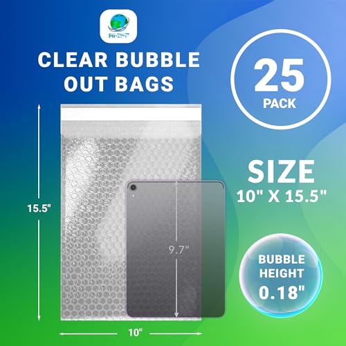 Shipping Bubble Bag, 10 x 15.5 Inches. 25 Pack Clear Bags for Packaging. Self Seal Bubble Pouches for Packing. Waterproof Polyethylene Storage Moving Bags. Packing Materials for Fragile Items - size: 10" x 15.5" / 25 Pack