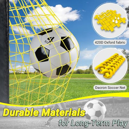 Happy Jump 7x5 FT & 5x3.6 FT Portable Soccer Goal for Youth Players Ages 6–14, Large-Frame Design Built for Long-Term Development, Easy Setup for Backyard, Park or School Training - style: 7x5 FT, 2 Set Upgrade