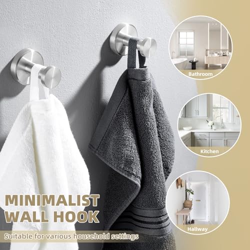 APLusee Brushed Nickel Bathroom Towel Hooks, 304 Stainless Steel Coat Hook 2 Pack, Heavy Duty Towel Hanger for Bathroom, Wall Mounted - color: Brushed Nickel, size: 2 Pack