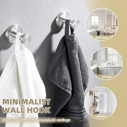 APLusee Brushed Nickel Bathroom Towel Hooks, 304 Stainless Steel Coat Hook 2 Pack, Heavy Duty Towel Hanger for Bathroom, Wall Mounted - color: Brushed Nickel, size: 2 Pack