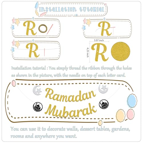 Ramadan Mubarak Banner - Ramadan Decorations - Muslim Islamic Party Supplies Gold - size: Ramadan Mubarak