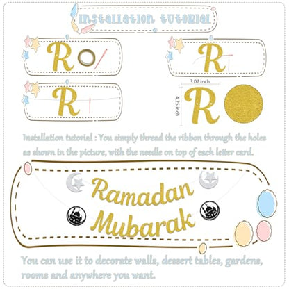 Ramadan Mubarak Banner - Ramadan Decorations - Muslim Islamic Party Supplies Gold - size: Ramadan Mubarak