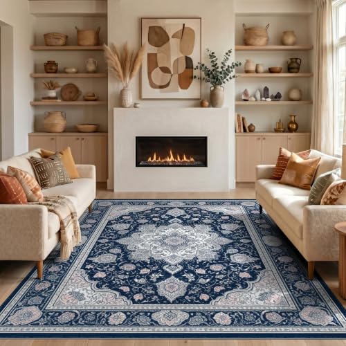 9'x12' Blue Midnight Boho Medallion Design Washable Area Rug - color: Blue/Pattern 12, size: 9' x 12' (Rectangular)