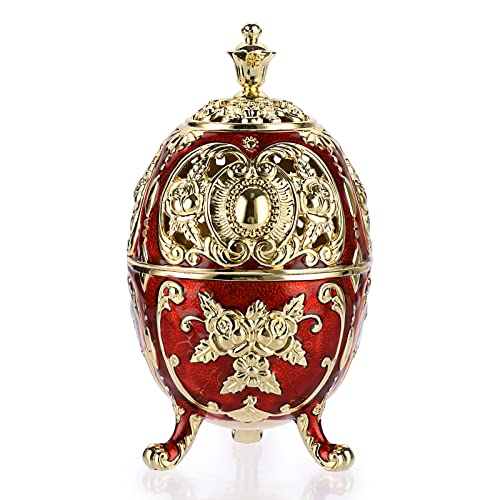 JUXYES Vintage Incense Burner Bakhoor Burner with Removable Ash Catchers - color: Red