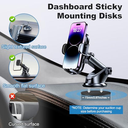 Adhesive Dashboard Pad Mounting Disk for Suction Cup Phone Mount, Heat Resistant Sticky Disc for Car Cell Phone Holder, 2pcs 73mm(2.87") Mount Disk Replacement for Sat Nav Holder Base, Tablet Bracket - size: 73mm / 2.87"