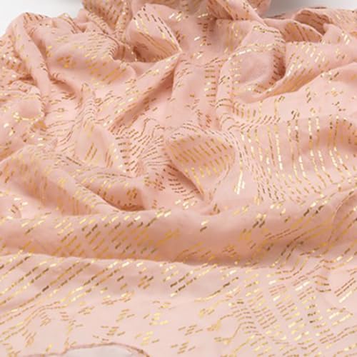 1920's Women's large-sized winter and autumn scarf - Retro Faux Assuit Foil print-embossed style long scarves - color: Pink Gold