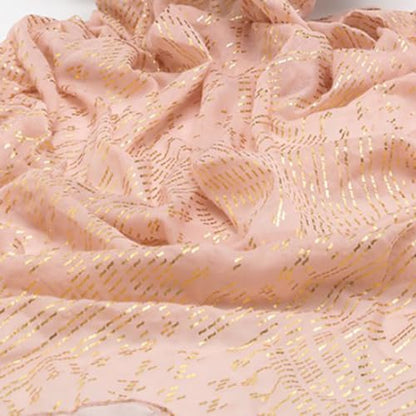 1920's Women's large-sized winter and autumn scarf - Retro Faux Assuit Foil print-embossed style long scarves - color: Pink Gold