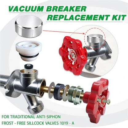 Silver Metal ASSE 1019-A Vacuum Breaker Check Valve Repair Kit, Anti-Siphon Replacement Parts, Corrosion Resistant, Chrome Plated Brass Top Cover, Plastic Body, Plunger & O-Ring, 2 Pack - color: silver metal