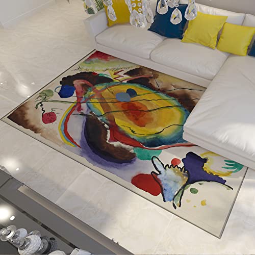 Wassily Kandinsky Style Area Rug Modern Art Area Rug Abstract Colorful Rugs for Living Room Child Game Teen Girl Room Decor Area Rugs 5'x8' - size: 5'x8'