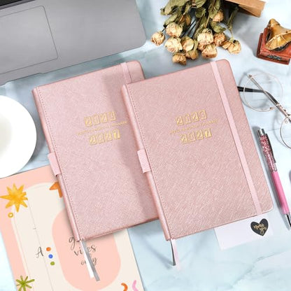 2026-2027 Planner - Academic Planner 2026-2027, 26-27 Planner Weekly and Monthly, 5.75" x 8.25", Jul. 2026 - Jun. 2027, Saffiano Leather with Thick Paper, Hardcover, Pen Holder, Back Pocket with Notes Pages - Rose Gold - color: Pink 2
