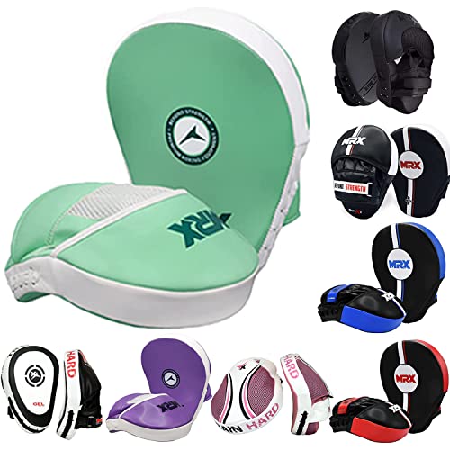 MRX Gel Tech Boxing Hook & Jab Pads MMA Focus Punching Mitts Training Thai Kick Strike Shield Curved Black/White - color: Sea Green