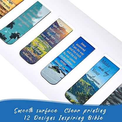 Zonon 24 Pcs Bible Verse Magnetic Bookmarks Bulk Christian Scripture Inspirational Book Marks Religious Motivational Book Marker Prayer Page Clips for Sunday School Women Men Reading Gifts