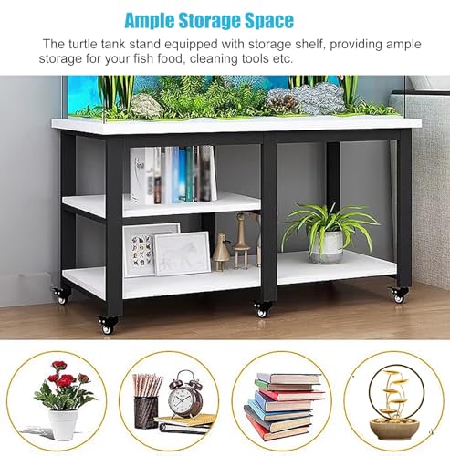 Black Mobile Fish Stand Cabinet with Wheels, 10-30 Gallon Aquarium Storage Rack, Modern 90x40x75cm Organizer for Home Fish Tanks & Supplies, Durable & Stylish Solution - size: (LxWxH)90x40x75cm