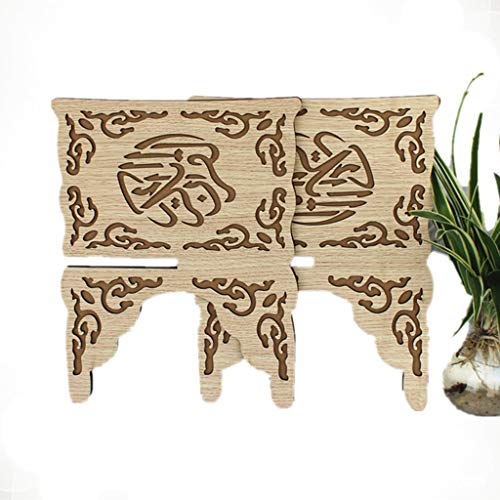 Wooden Carved Reading Bookshelf Quran Stand Holder Home Decoration Display
