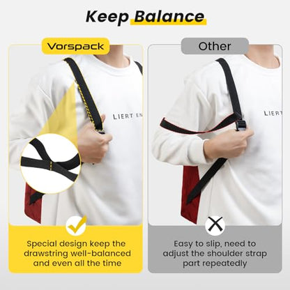 Vorspack Drawstring Backpack Water Resistant String Bag Sports Gym Sack with Side Pocket for Men Women - color: Red