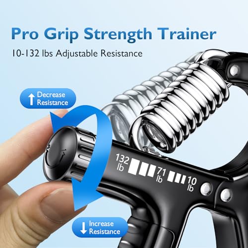 FitBeast Grip Strengthener 팔뚝 강화제, 근력 훈련 및 재활을 위한 조절 가능한 핸드 그립 강화제, 4.5-59.9kg(10-132파운드) 저항, 운동 선수 및 물리 치료에 이상적 (1개) - color: 블랙.