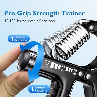 FitBeast Grip Strengthener 팔뚝 강화제, 근력 훈련 및 재활을 위한 조절 가능한 핸드 그립 강화제, 4.5-59.9kg(10-132파운드) 저항, 운동 선수 및 물리 치료에 이상적 (1개) - color: 블랙.